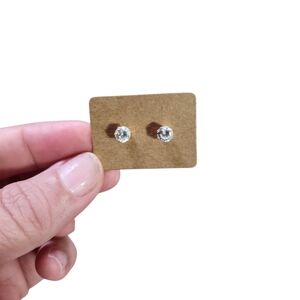 Simply Whispers 14K Gold Plated 4MM Crystal Cubic Zirconia Stud Earrings